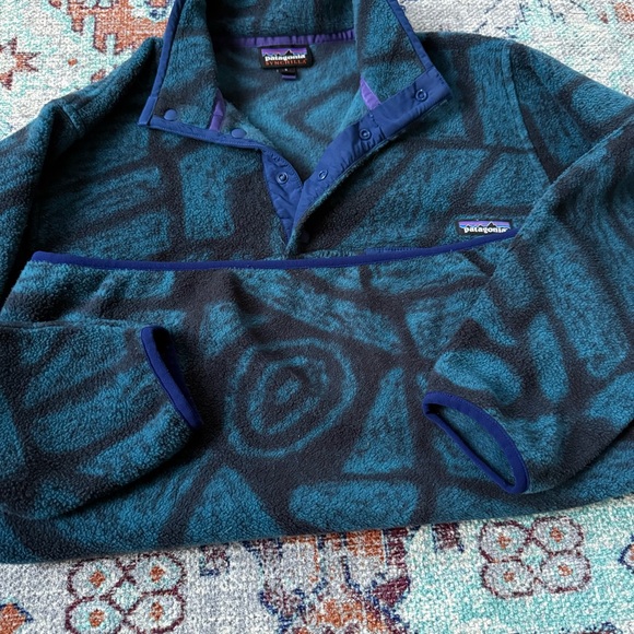 Patagonia Aztec 1/4 Snap Synchilla Stone Blue - Picture 5 of 6